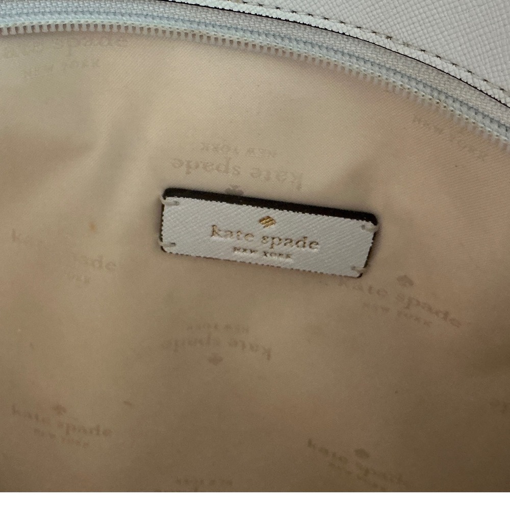 Kate Spade New York Saffiano Leather Tote Bag Light Blue White Gold Hardware - Picture 5 of 7